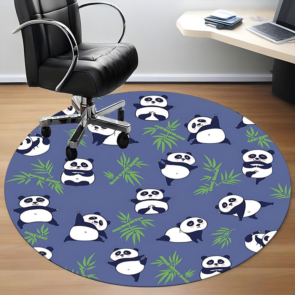 1pc Panda Bamboo Office Round Area Rug, Indoor Mat Suitable For Office, Under Office Chairs Bedroom Living Room Home Decor, Room Deco187
