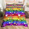 Rainbow Duvet Cover Kawaii Tropical Fruits Bedding Set Pineapple Lemon Doughnut Orange Strawberry Comforter Quilt Cover Set