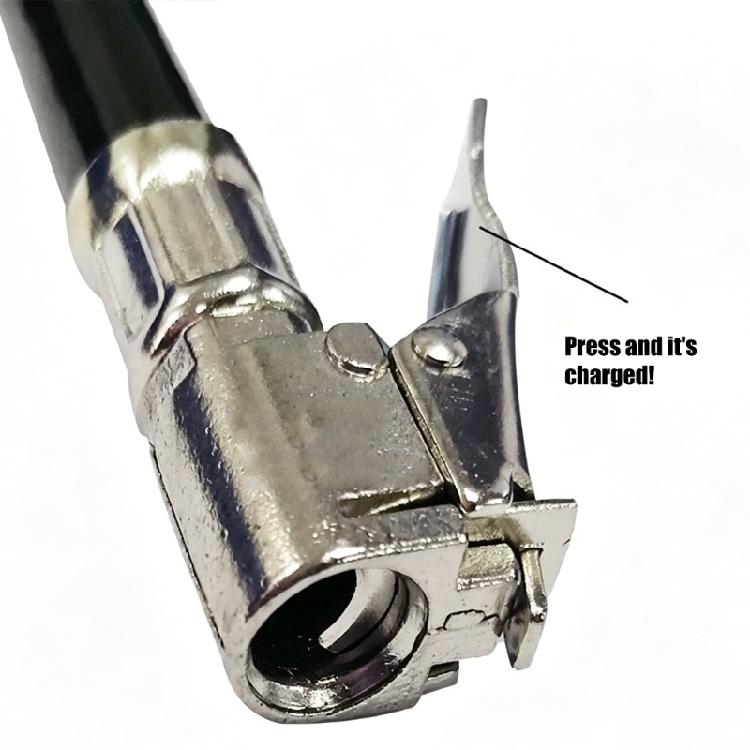 Metal End Tire Inflator Hose with Clip On Chuck and Flexible 37.5cm Line for Daily Garage Tire Pressure Service
