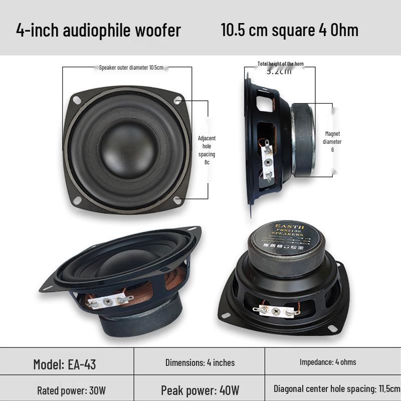 Compact Sound System: 3" Subwoofer & 4" Full-Range Speaker, 4/8 Ohm, 3/10W Audio Accessory