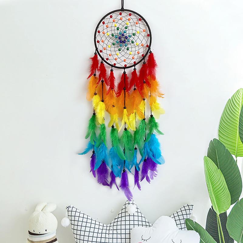 Dream Catcher Pena Colorida Sinos de Vento Artesanais Criativos Sala de Estar Quarto Enfeites Pendurados Pingente de Parede Decorações para Casa