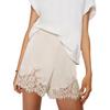 Women Satin Silky Shorts Lace Trim Patchwork Micro Shorts Low Rise Boxer Shorts Lounge