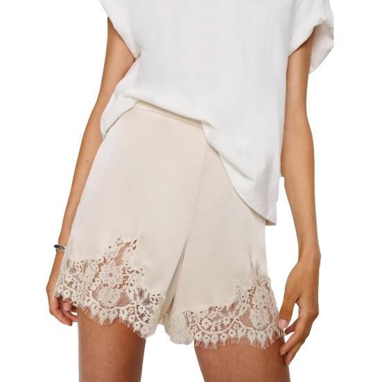 Women Satin Silky Shorts Lace Trim Patchwork Micro Shorts Low Rise Boxer Shorts Lounge