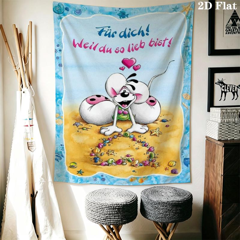 diddl Wall Tapestry Aesthetic Wall Hanging Printed Fabric Blanket Decorative Tapestries for Bedroom Living Room Home Decor