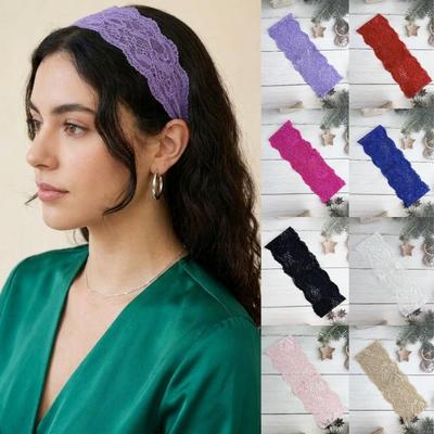 Elastic Lace Headscarf Elegant Headwrap Cap Fashion Mesh Lace Headband  Lady Girls Headwear