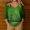 Women's Fashion Casual Long Sleeve Christmas Star Print V-Neck Top