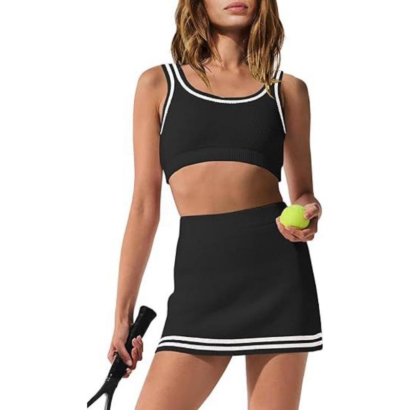 Women's Sports Outdoor Knitted Tennis Dress Suit