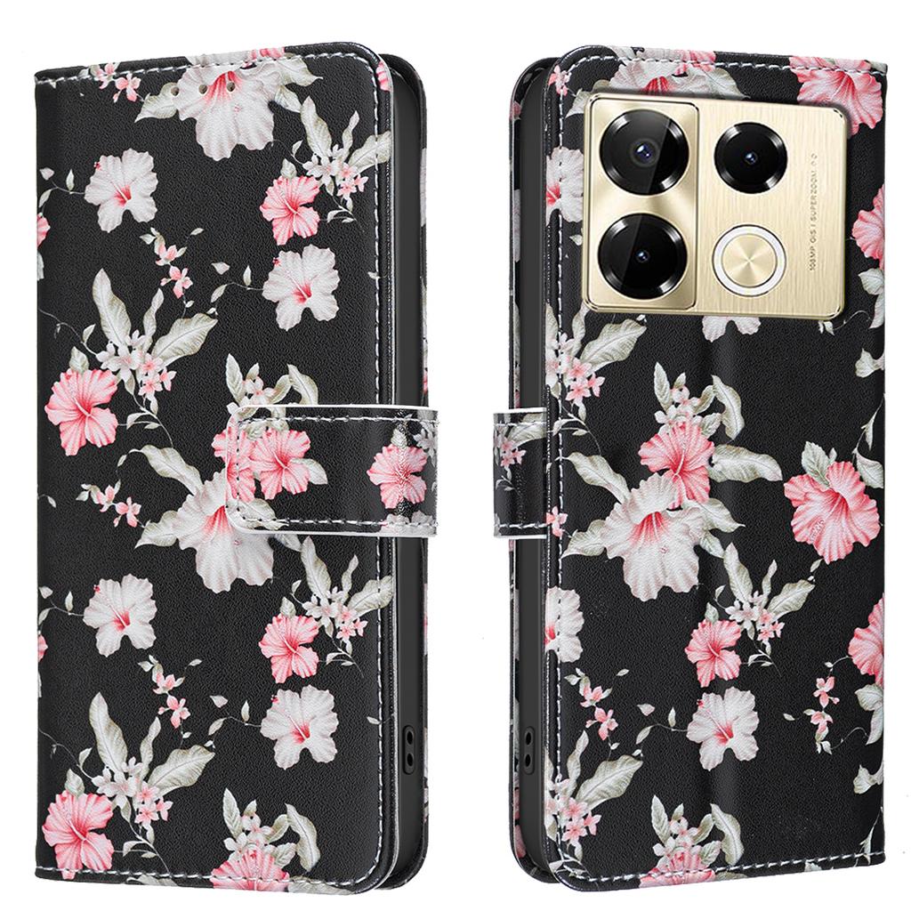 Lederhüllen Blume Schmetterling Bemaltes PU Schutzhülle mit Kartenhalter Magnetverschluss Ständer Für Infinix Note 40/Note 40 Pro