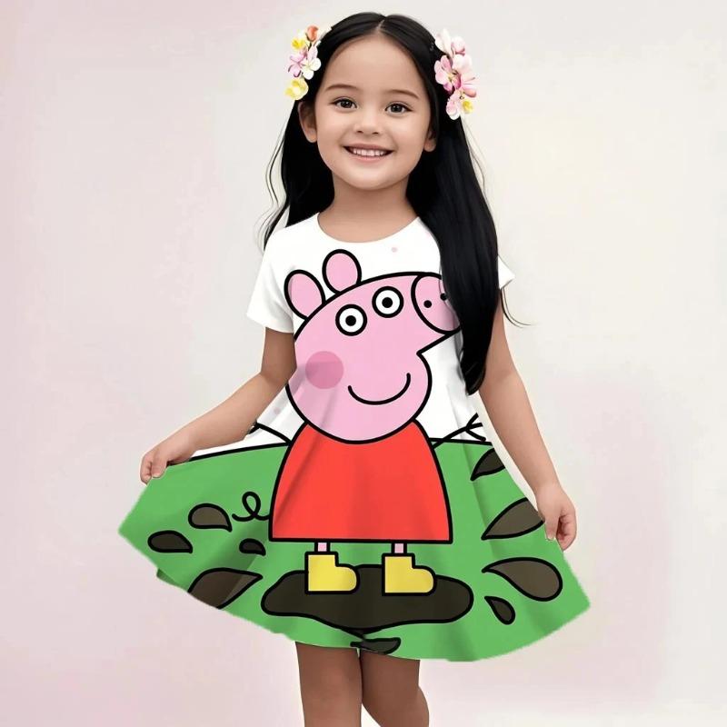 

Cute Peppa Pig Dress Girls Summer Casual Fashion Beach Dress Soft Lightweight 110