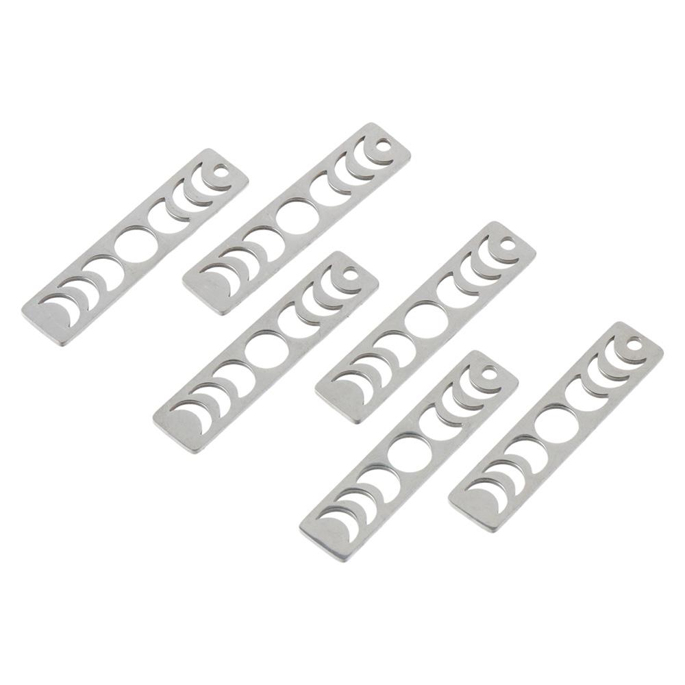 10pcs Stainless Steel Moon Phase Bar Pendants Rectangle Lasting Plated Charm  Handmade Crafts Lovers