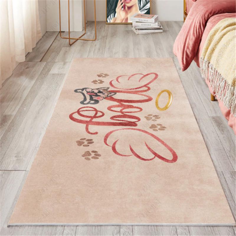 Internet Celebrity Style Bedroom Carpet: Cute Long Strip Washable Floor Mat for Under Bed or Bedside