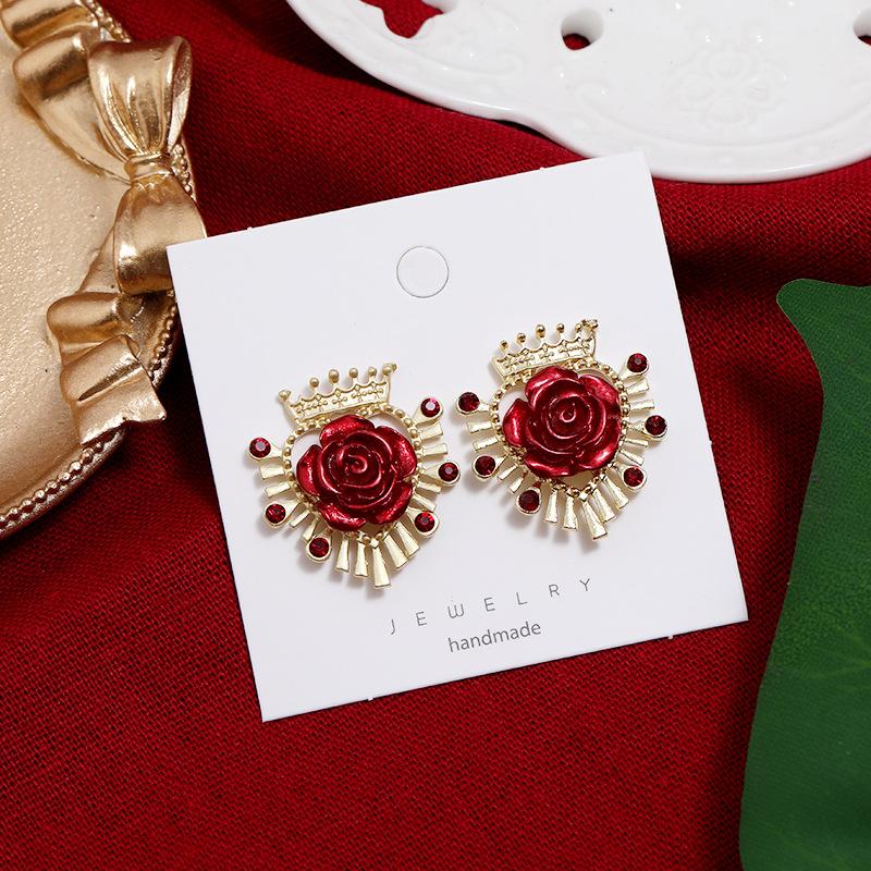 S925 Silbernadel Retro Barock Rosenblüten Ohrstecker Damen Lange Temperament Quastenohrringe Brautohrringe