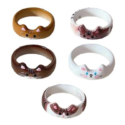 Cartoon Drop Glaze Cats Ring Animal Themed Finger Band Jewelry Handmade Accessories for Everyday Use Or Gift Giving