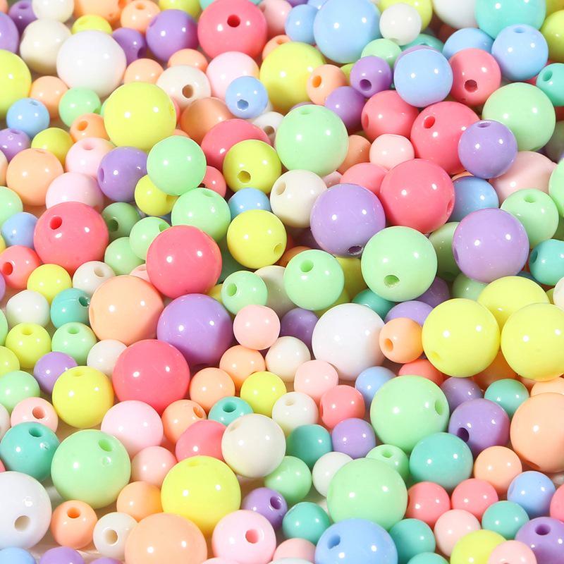 Acrylic Round Beads - Solid, Candy & Spring Colors for Children's DIY Projects