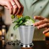2pcs Silver Stainless Steel Cocktail Mug Beaded Trim Border Mojito Cup Mint Julep Cup  Home