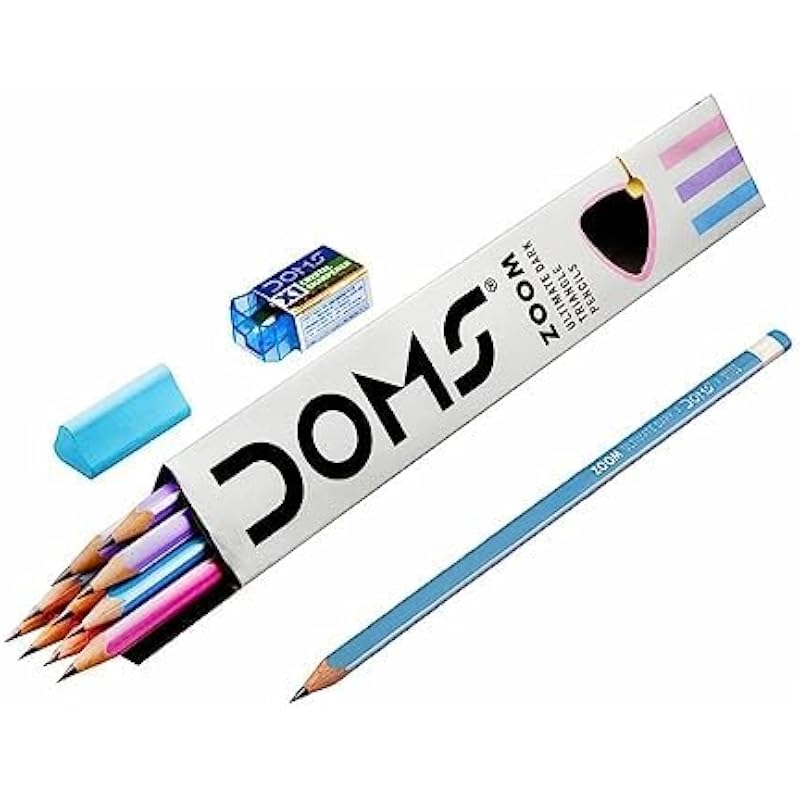 Boîte de crayons Doms Zoom Ultimate Dark | Forme triangulaire pour une prise en main facile et le confort | Gomme et taille-crayon offerts avec chaque boîte