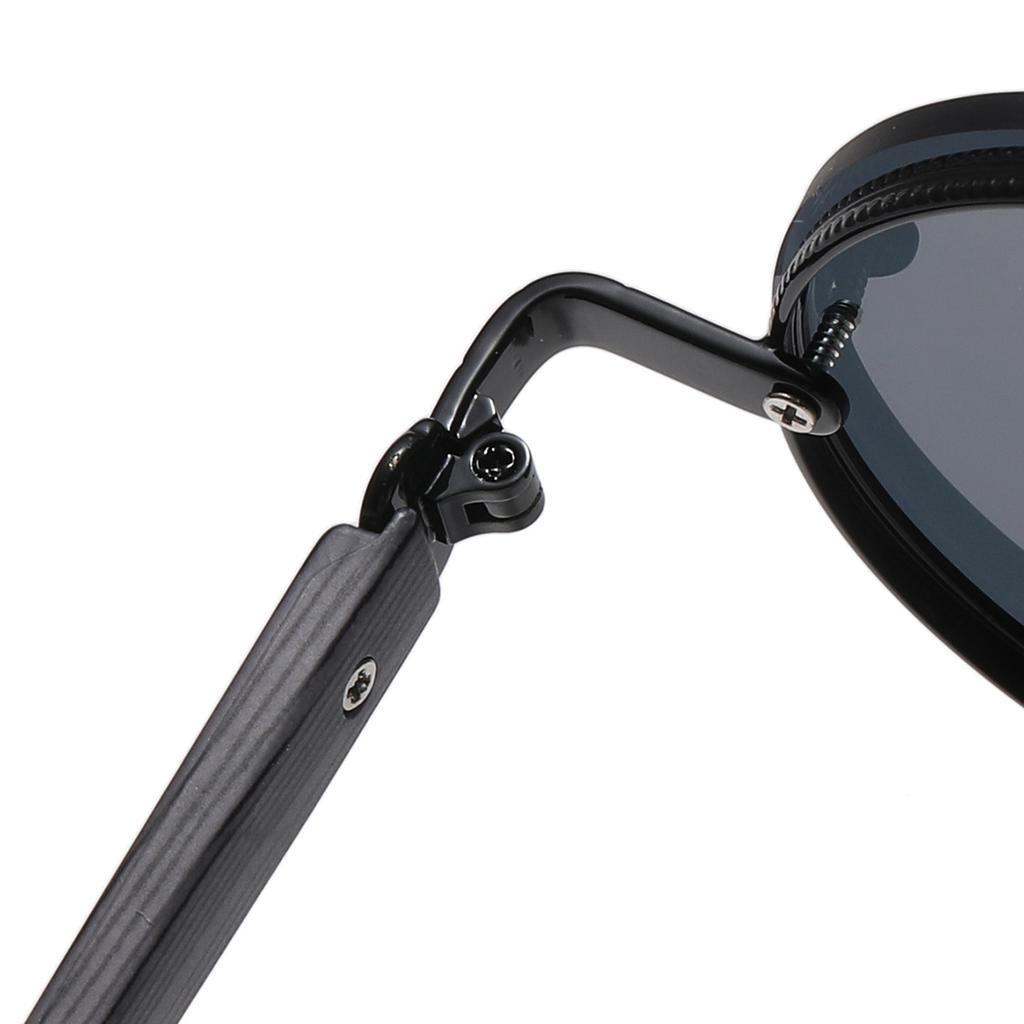 Individuality Anti-glare Sunglasses American Classic Metal Round Frame Sunglasses Punk Metal Wooden Leg Women's Sunglasses Men's Sunglasses