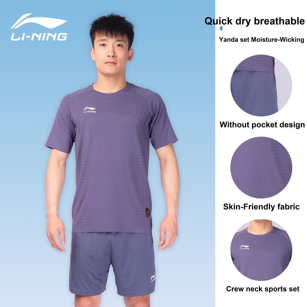 Li Ning Minimalist Fashion Comfortable Breathable Sports Training Football Suit Unisex suits Night-Shadow-Blue AATS055-6