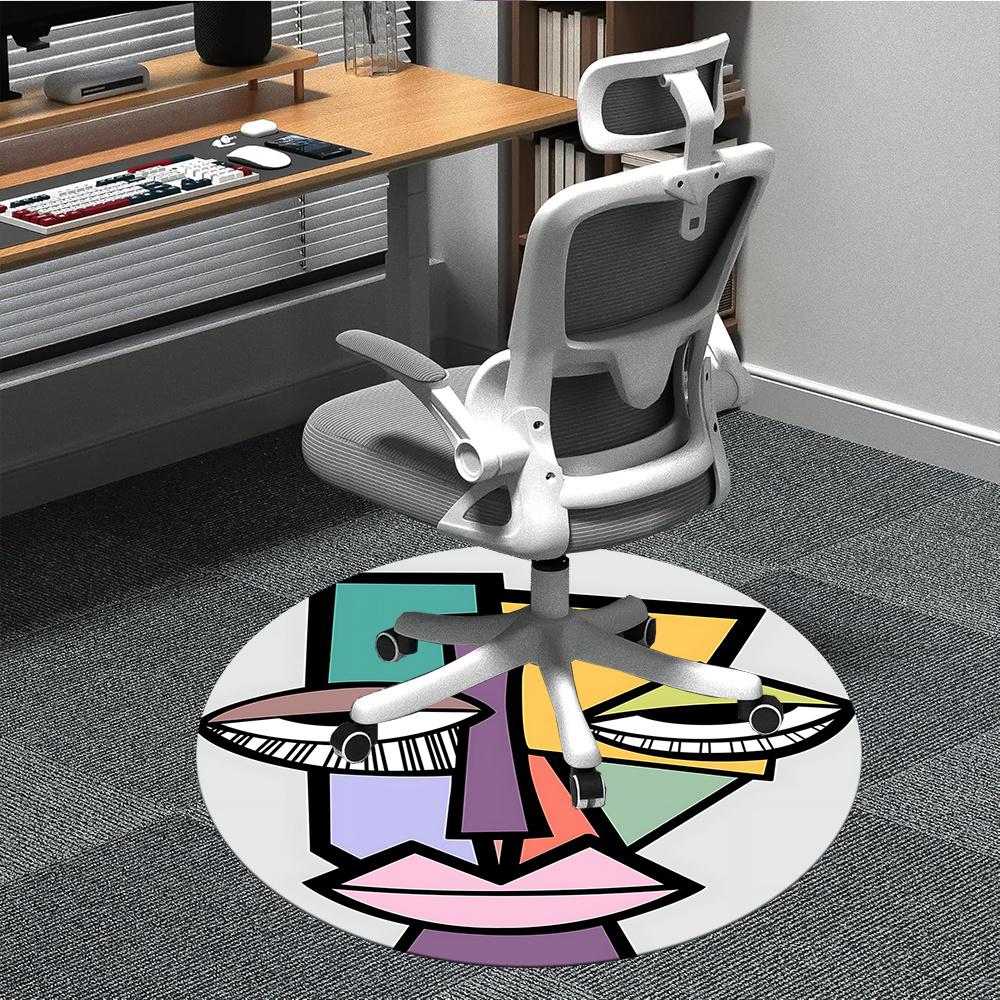 

1pc Abstract Faces Office Round Area Rug, Indoor Mat Suitable ForOffice, Under Office Chairs Bedroom Living Room Home Decor, Room Decot159 80cm by 80cm