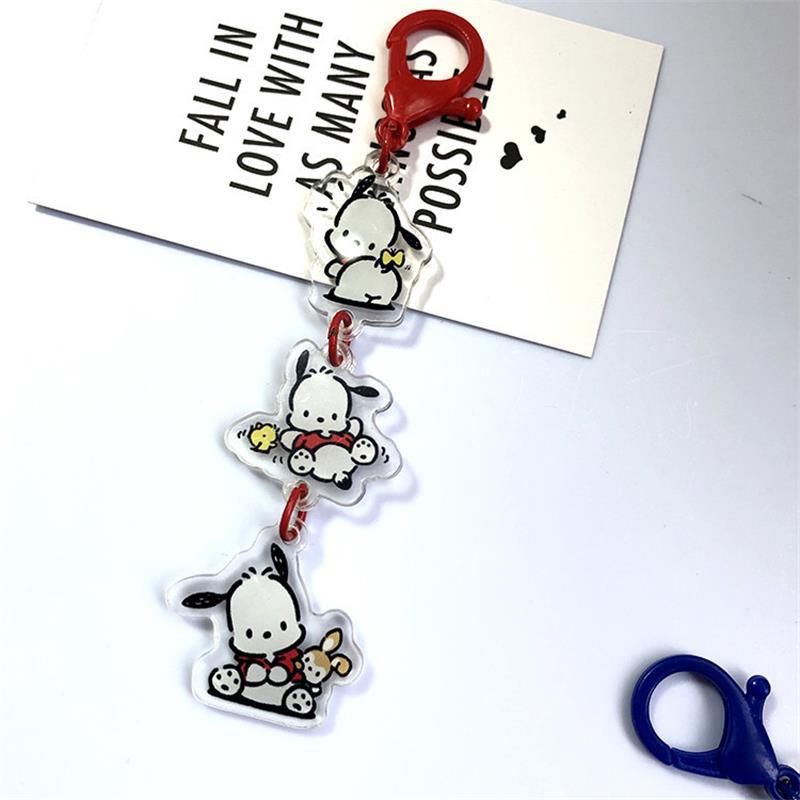 Desene animate Sanrio Anime jucării păpușă drăguț Pochacco breloc sac acrilic pandantiv breloc agățat ornamente feminine inimă accesorii cadou