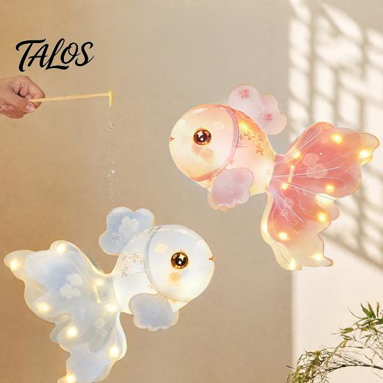 Handheld Lantern for Kids DIY Mid Autumn Goldfish Kit Kids, Glowing Fish Paper Lamp Parent Child Handicraft Activity with LED Light Traditional