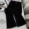 Women's Bestseller Retro Frayed Micro-Flare Jeans - High Waist, Slimming Stretch, Petite Fit for Spring & Autumn