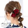 (Soubien) Hair Ornament Set of 2 - Small Red Flowers: Rose and Baby's Breath - Perfect for Adding a Touch of Style to Both Japanese and Western