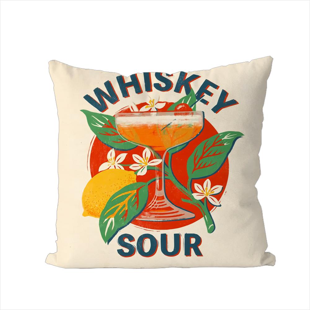 Whiskey Sour Cocktail Pillow Case For Car Sofa Decorative Home Doublesided Print Plush Square Throw Pillow Cushion Cover