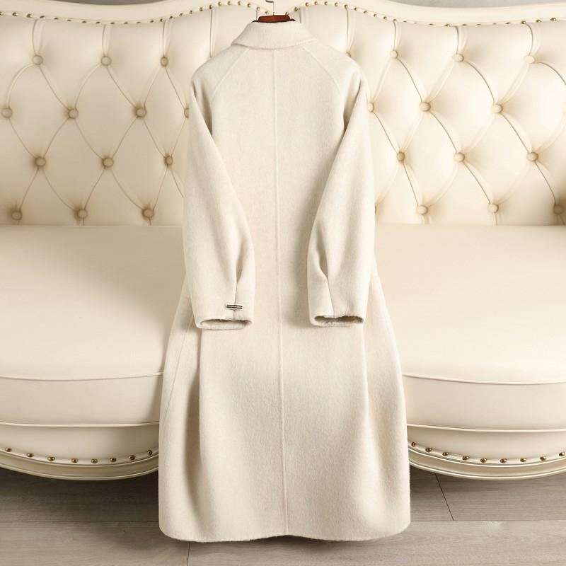 Womens Long Wool Blend Coat 2026 Winter Loose Fit Elegant Overcoat Pure Color Square Collar