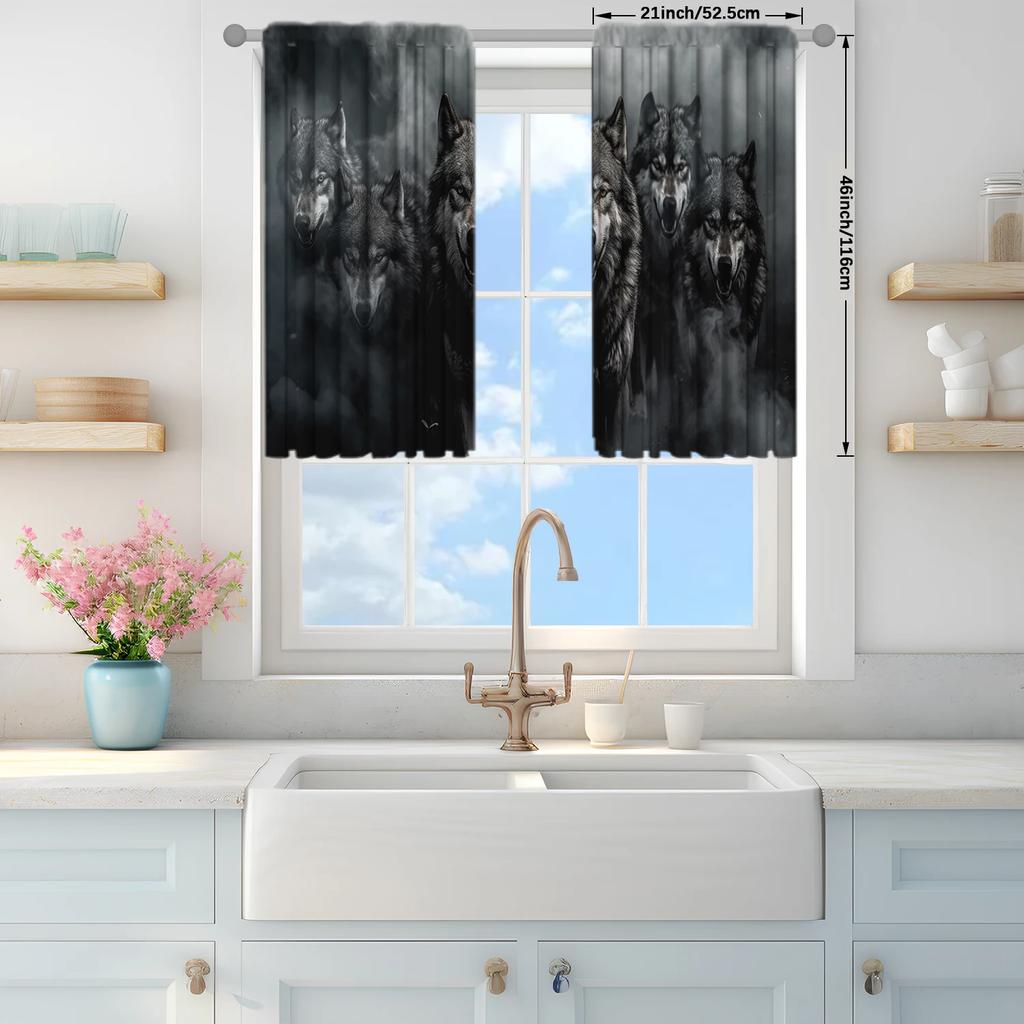 Wolf Pack Printed Curtain Home Decor Window Treatment Bedroom Kitchen Living Room For Area Made Of Polyester With Rod Pocket