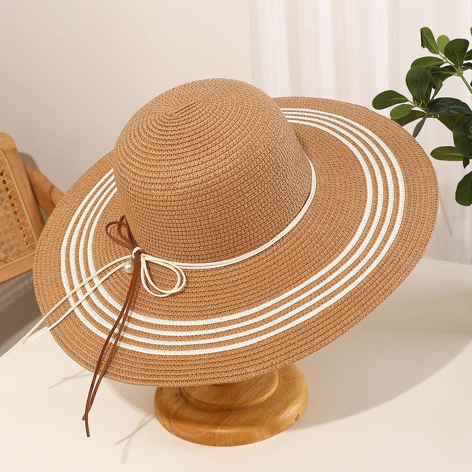 New Summer Seaside Beach Trip Photo Sunscreen UV Visor Foldable Sun Hat Big Brim Straw Hat