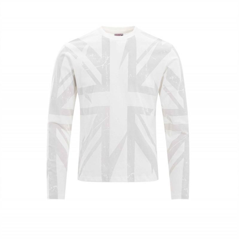 Mens Slim Fit Long Sleeve T-Shirt With Geometric Print Casual Crew Neck Tee Wear