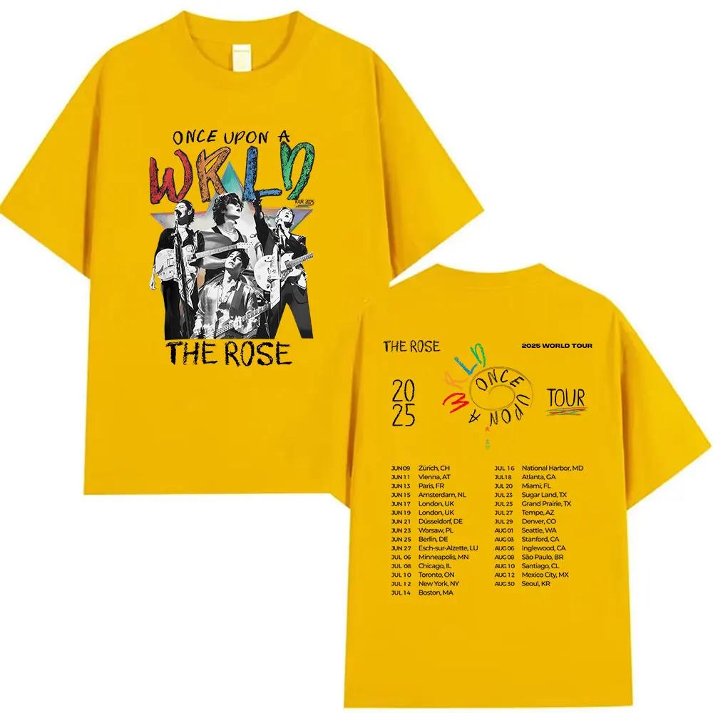 Kpop Tshirt The Rose Once Upon Awrld World Tour 2025 Unisexs Hiphop Shortsleeved Tshirt 100 Cotton Tshirt