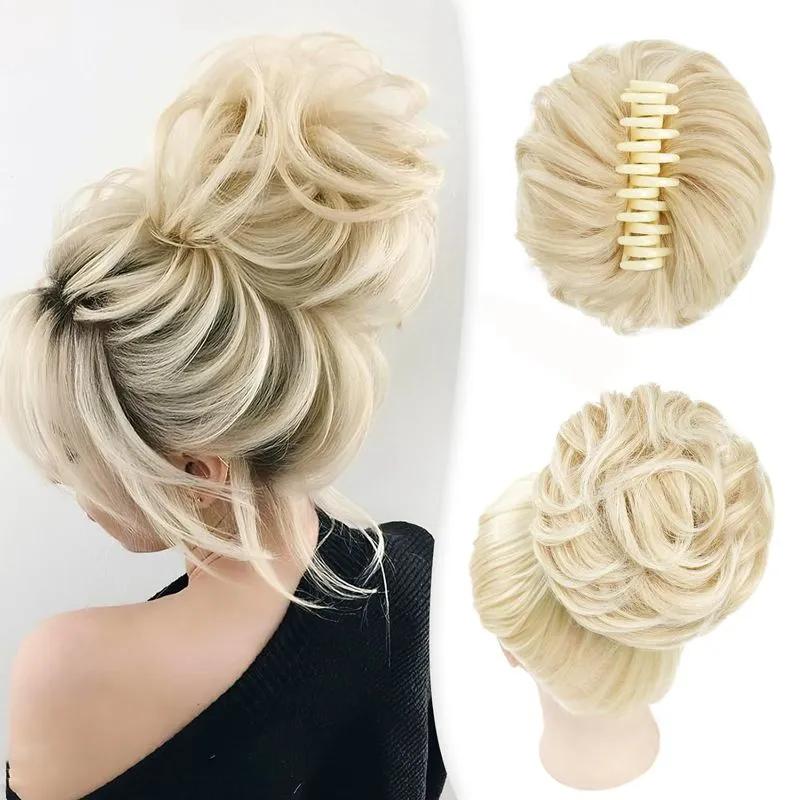 Unordentlicher Dutt Haarteil Wellige Synthetische Haargummis für Sofortiges Volumen Elastische Dutt-Pferdeschwanz-Haarverlängerungen Dicke Haarteile für Frauen