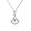 925 Sterling Silver Fan-Shaped Pendant Necklace for Women Korean Style Unique Design Moissanite Dangle Romantic Valentine's Day