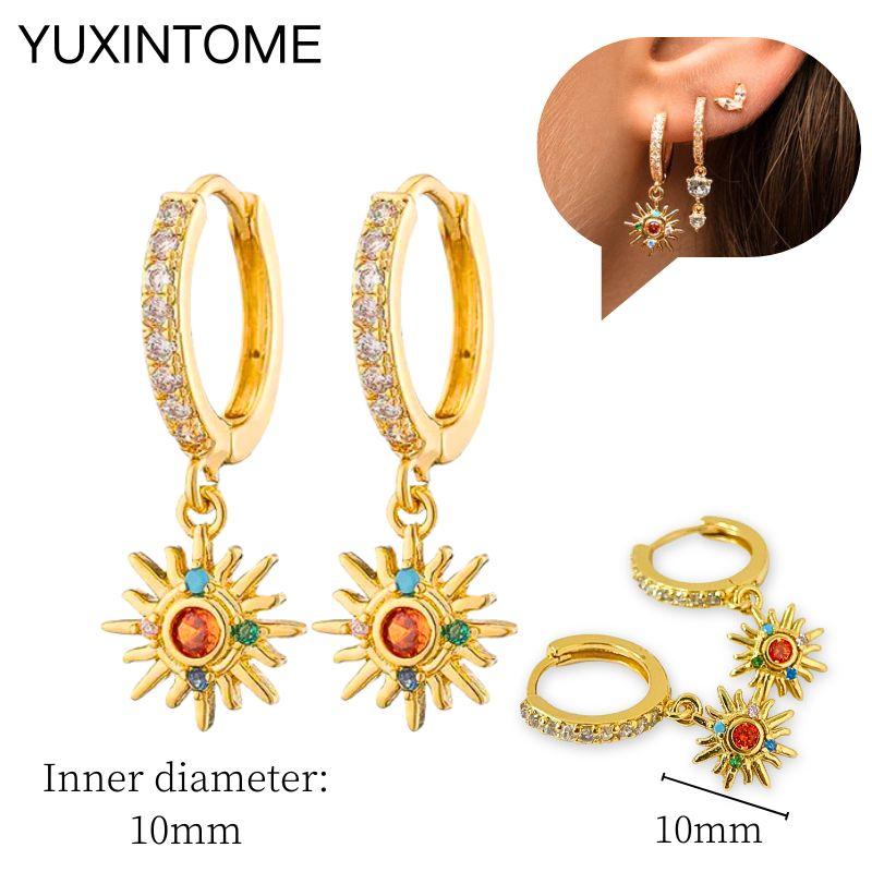 925 Sterling Silver Needle Vintage Square Round Pendant Earrings For Women Crystal Shell Geometric Earrings Fashion Jewelry
