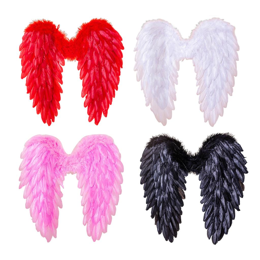Women's Feathered Angel Wings Halloween Fairy Cosplay Wings Costume Carnival Stage Show Accessory for Adult Children