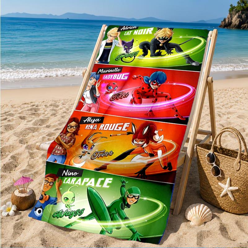 Mira-culous Adventures Beach Towel, Super Soft Microfiber, Perfect Gift for Her/Him, Birthday, for Pool, Beach, Travel, Decor Beach Party