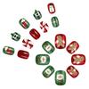 24 Pcs Christmas Press On Nail Short Round Full Cover False Nail Christmas Gift Stick on Nail Glittering Acrylic Nail