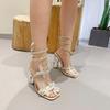 Ladies Serpentine Winding Belt Roman New Rhinestone Butterfly Special-shaped Heel Super High Heel Sandals
