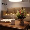 Desktop Holiday Decoration Miniature Christmas Tree with Red Berries, Artificial Mini Pine Burlap Rustic Ornament Base, Tabletop Faux Small Potted for