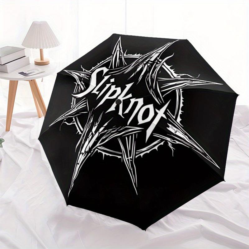 1pc Slipknot Band Automatic Folding Umbrella, Portable Collapsible Design, 8-Rib Iron Frame, , All-Season Casual Outdoor Accessory for Christmas Birth