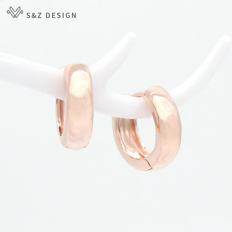 Fashion Round Smooth Arc Metal Drop Earrings For Women Girl Jewelry Rose Gold Color Eardrop