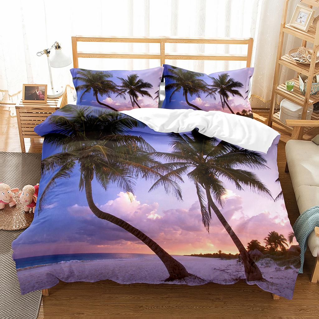 Coconut Duvet Cover Set Coconut Tree Pattern Quilt Cover for Boys Girls Kids Bedroom Decor Double Single Size Comforter Cover