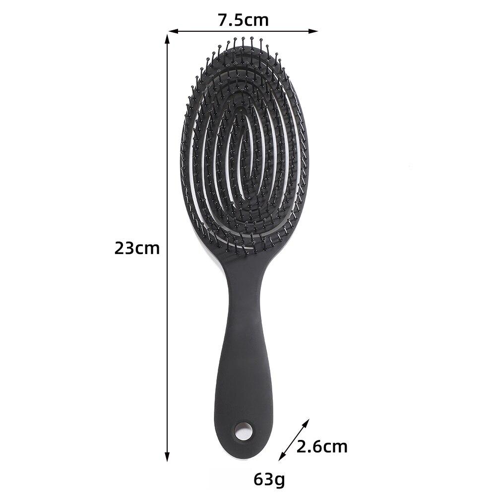 Professional Curved Hairbrush for Wet or Dry Hair Ergonomic Black
