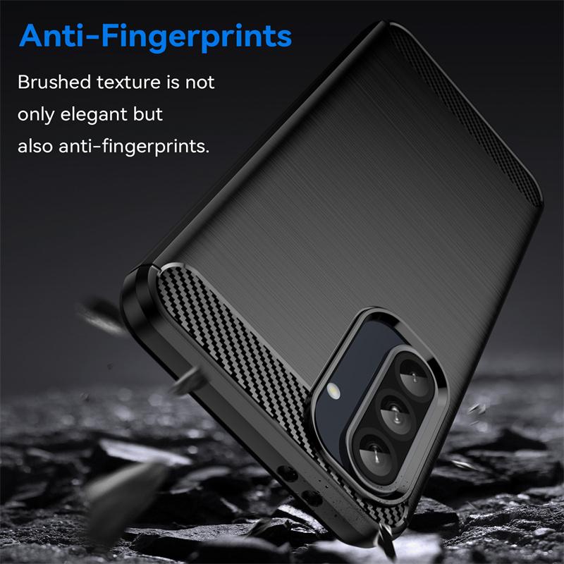 Shockproof Soft Silicone Bumper Brushed Case For Samsung Galaxy A16 A26 A36 A56 5G Coque Carbon Fiber Full Protection Back Cover
