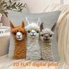 Yousheng Pillow Cover 2D Alpaca Pattern Easy To Wash Soft Breathable Fabric Cushion Cover Living Room Bedroom Home Decor