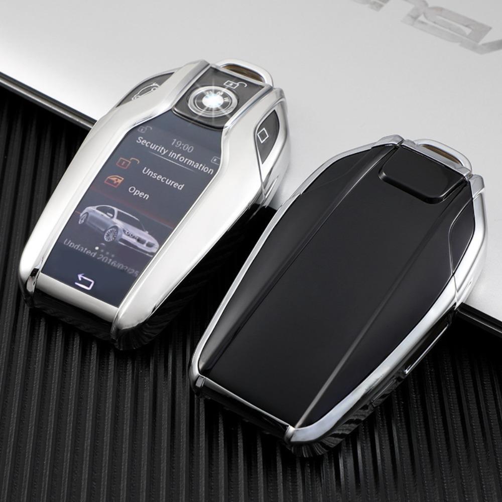Leather Key Holder for BMW 7 Series 5 Series 530L 6GT X3 Smart Key Fob Case with LCD Screen Protection