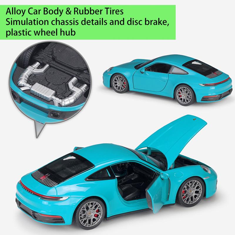 1/24 Welly Porsche 911 Carrera 4S Coupe Model de mașină sport din aliaj turnate sub presiune Vehicule de jucărie din metal Model de mașină de simulare Cadouri pentru copii
