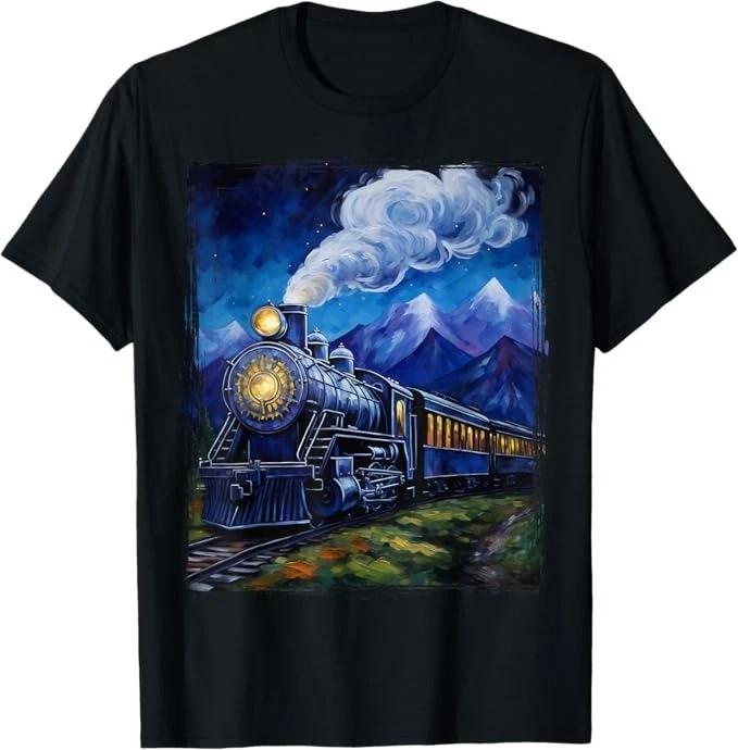 

Unisex Adult Vintage Graphic Vintage Steam Engine Train Van Gogh Lo... M
